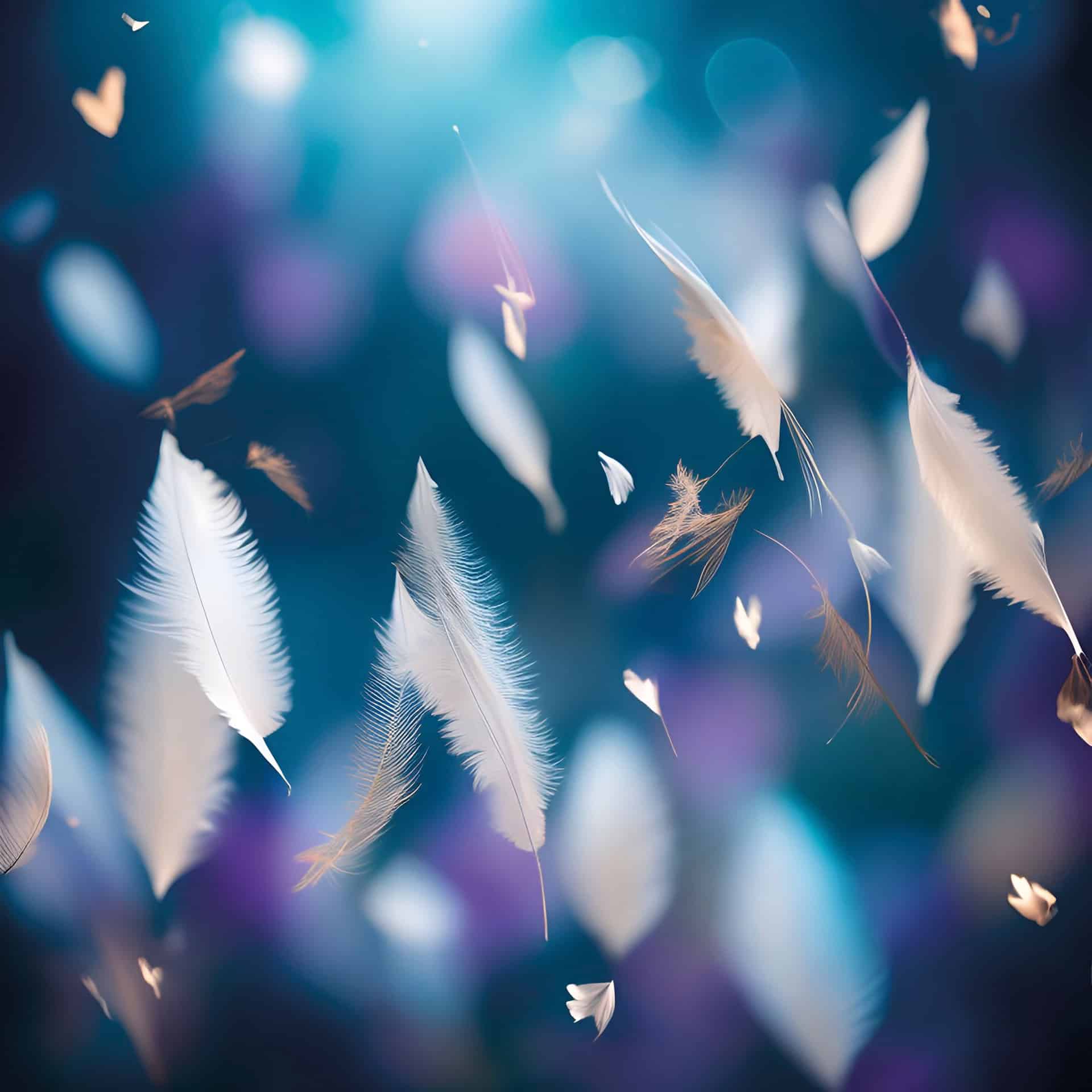 Feathers floating in the air generative ai illustration